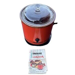 Vintage Rival Crock Pot Slow Cooker Flame Orange 3.5 Quart Model Tested Works